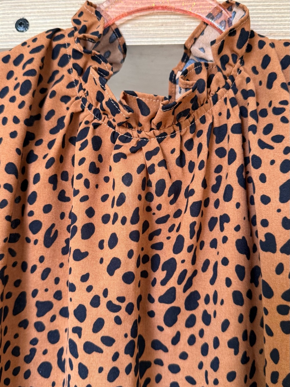Women's Brown Leopard Print Long-Sleeve Top size L